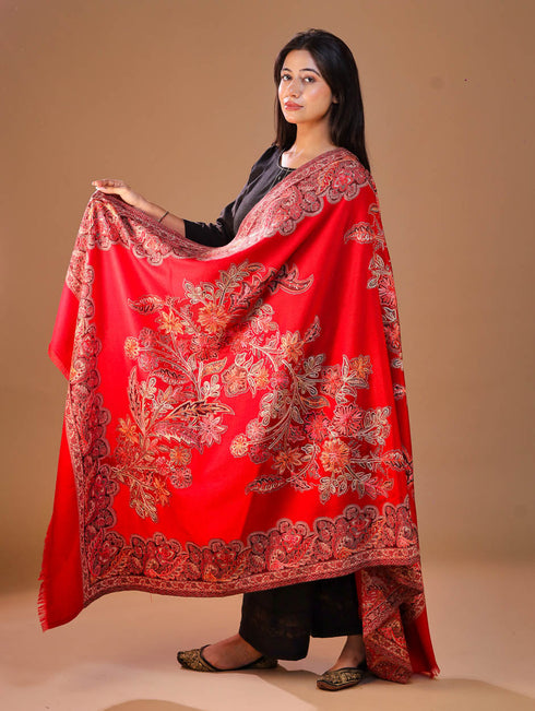 Women's Jamawar Aari Embroidery Wool Shawl